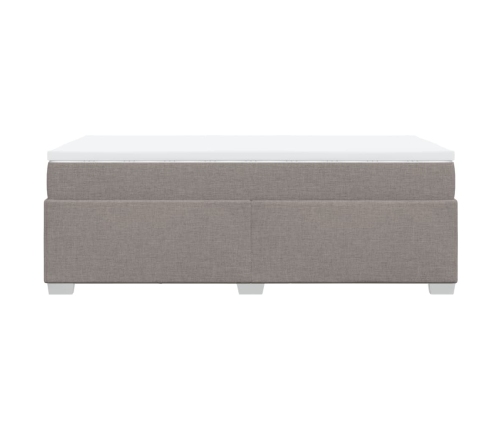 Cama box spring con colchón tela gris taupe 90x190 cm