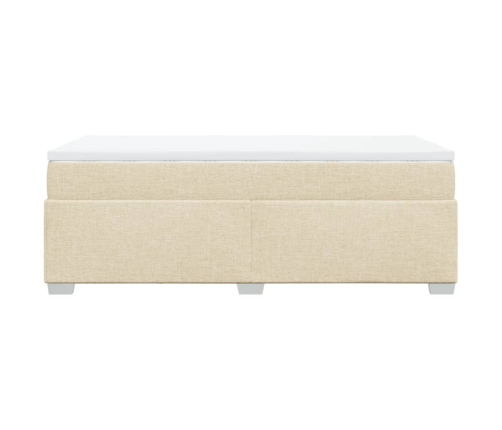 Cama box spring con colchón tela color crema 90x190 cm