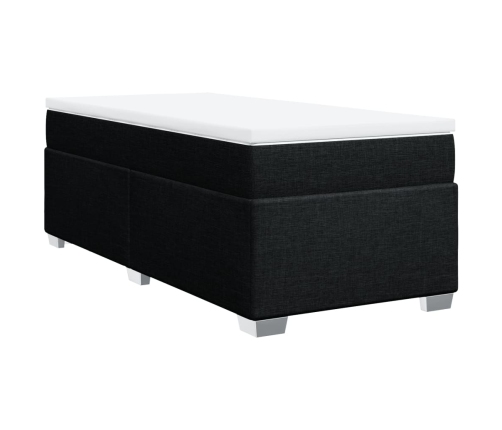 Cama box spring con colchón tela negro 90x200 cm