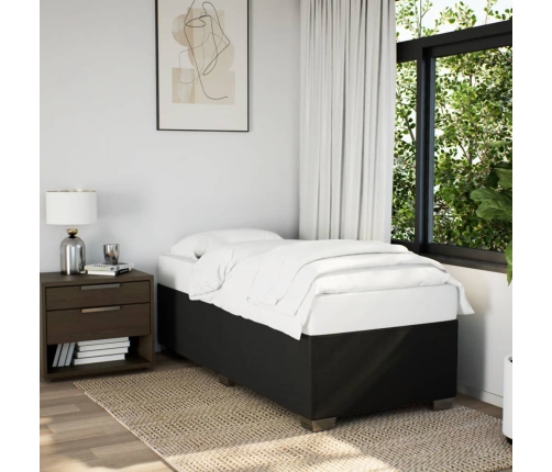Cama box spring con colchón tela negro 90x200 cm