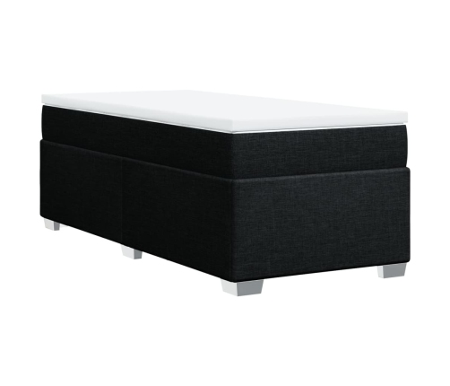 Cama box spring con colchón tela negro 90x200 cm