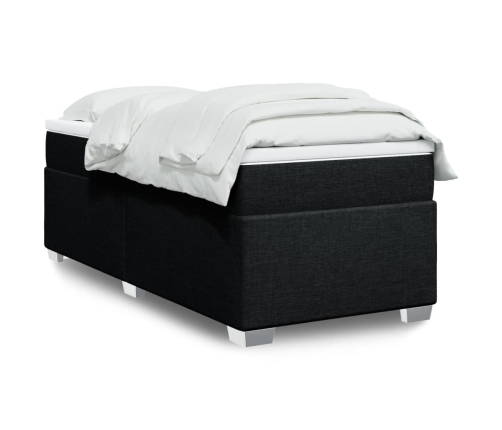 Cama box spring con colchón tela negro 90x200 cm