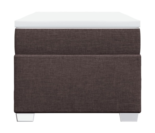 Cama box spring con colchón tela marrón oscuro 90x200 cm