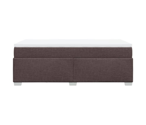 Cama box spring con colchón tela marrón oscuro 90x200 cm