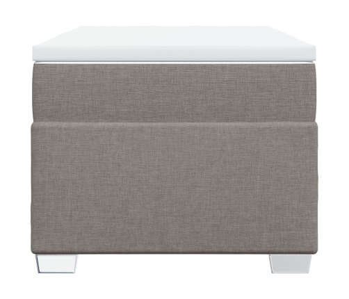 Cama box spring con colchón tela gris taupe 90x200 cm