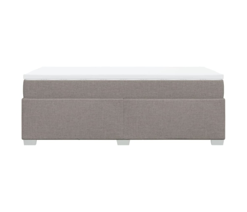 Cama box spring con colchón tela gris taupe 90x200 cm