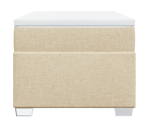 Cama box spring con colchón tela color crema 90x200 cm