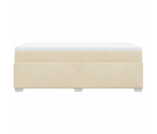Cama box spring con colchón tela color crema 90x200 cm