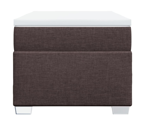 Cama box spring con colchón tela marrón oscuro 100x200 cm