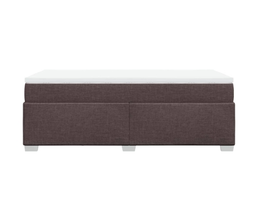 Cama box spring con colchón tela marrón oscuro 100x200 cm