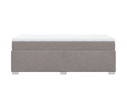 Cama box spring con colchón tela gris taupe 100x200 cm