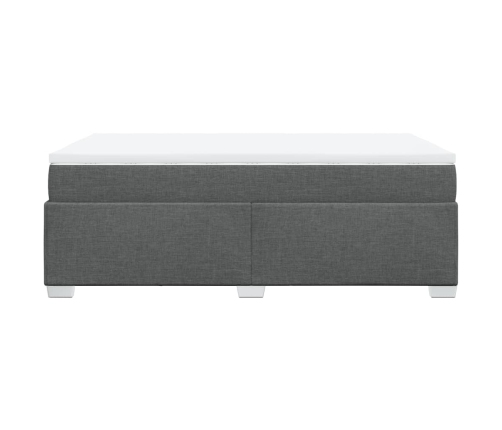 Cama box spring con colchón tela gris oscuro 120x190 cm