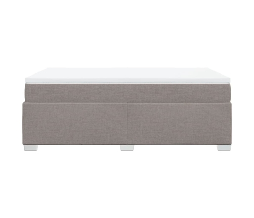 Cama box spring con colchón tela gris taupe 120x190 cm