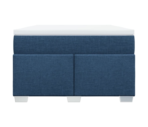 Cama box spring con colchón tela azul 120x190 cm