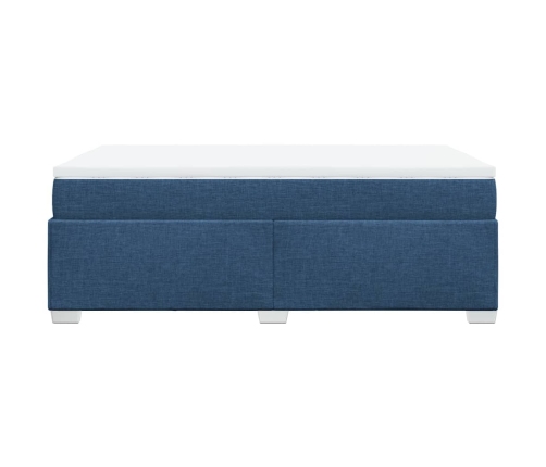 Cama box spring con colchón tela azul 120x190 cm