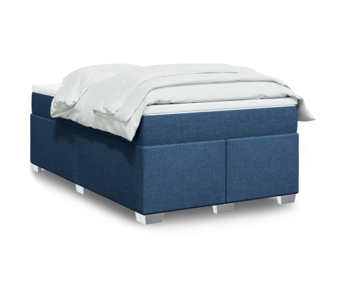 Cama box spring con colchón tela azul 120x190 cm