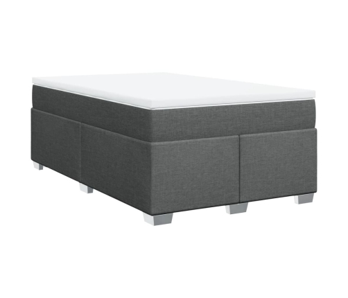 Cama box spring con colchón tela gris oscuro 120x200 cm