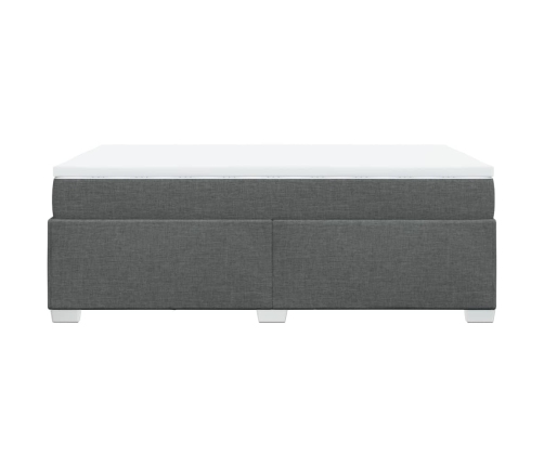 Cama box spring con colchón tela gris oscuro 120x200 cm