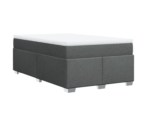 Cama box spring con colchón tela gris oscuro 120x200 cm