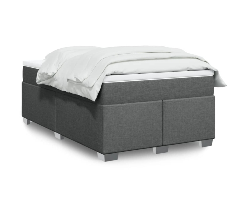 Cama box spring con colchón tela gris oscuro 120x200 cm