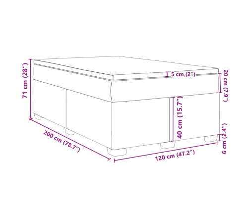 Cama box spring con colchón tela negro 120x200 cm