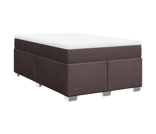 Cama box spring con colchón tela marrón oscuro 120x200 cm