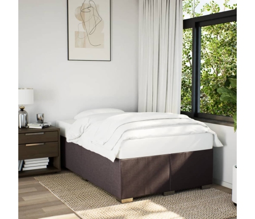 Cama box spring con colchón tela marrón oscuro 120x200 cm