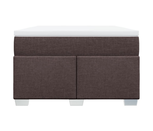 Cama box spring con colchón tela marrón oscuro 120x200 cm