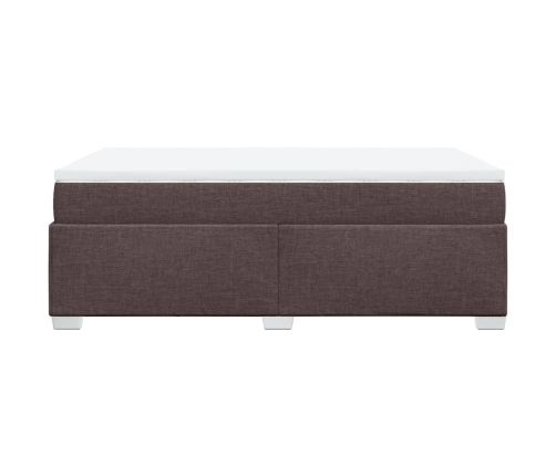 Cama box spring con colchón tela marrón oscuro 120x200 cm