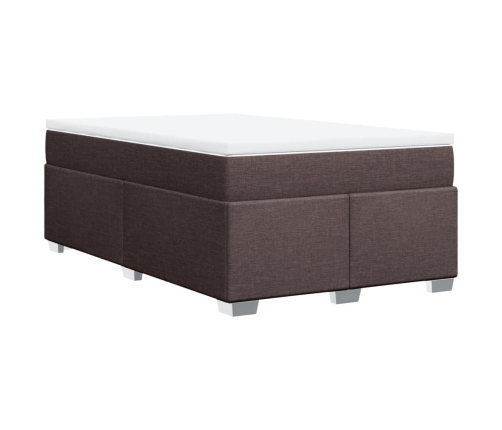 Cama box spring con colchón tela marrón oscuro 120x200 cm