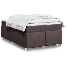 Cama box spring con colchón tela marrón oscuro 120x200 cm