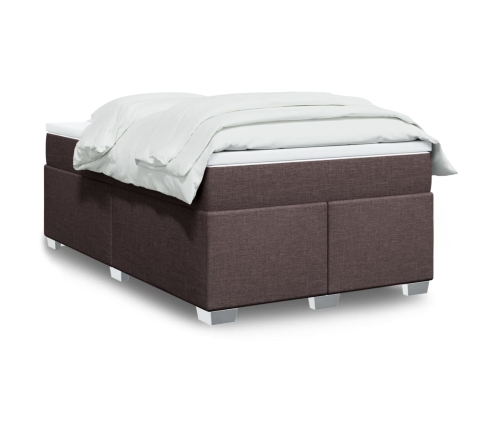 Cama box spring con colchón tela marrón oscuro 120x200 cm