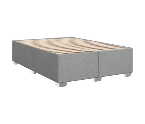 Cama box spring con colchón tela gris claro 140x190 cm