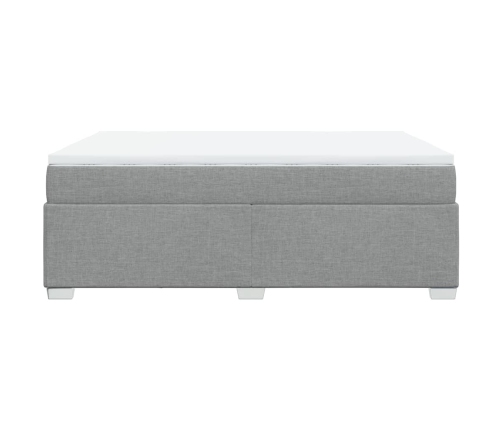 Cama box spring con colchón tela gris claro 140x190 cm