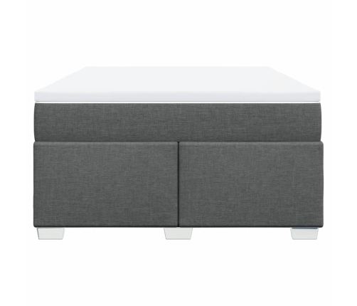 Cama box spring con colchón tela gris oscuro 140x190 cm