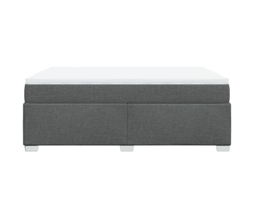 Cama box spring con colchón tela gris oscuro 140x190 cm