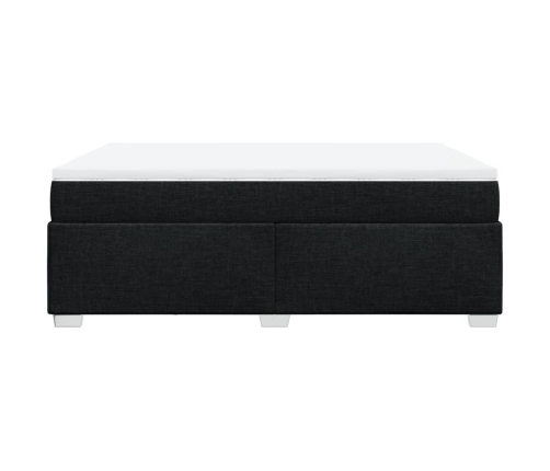 Cama box spring con colchón tela negro 140x190 cm