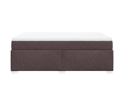 Cama box spring con colchón tela marrón oscuro 140x190 cm