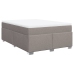 Cama box spring con colchón tela gris taupe 140x190 cm