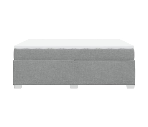 Cama box spring con colchón tela gris claro 140x200 cm