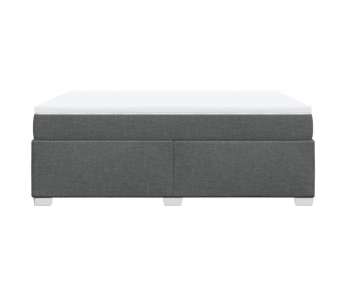 Cama box spring con colchón tela gris oscuro 140x200 cm