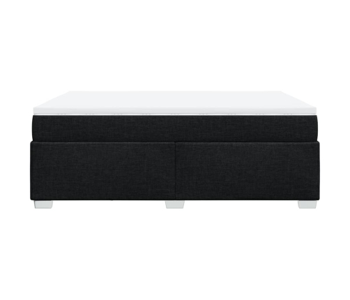 Cama box spring con colchón tela negro 140x200 cm