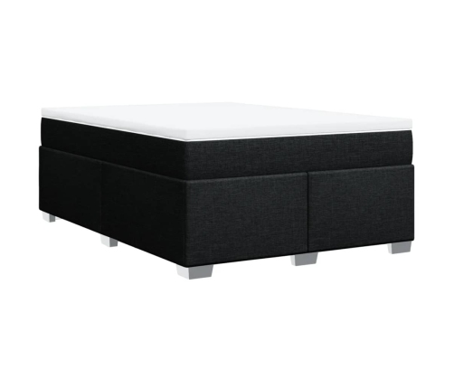 Cama box spring con colchón tela negro 140x200 cm