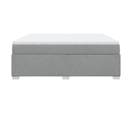 Cama box spring con colchón tela gris claro 180x200 cm