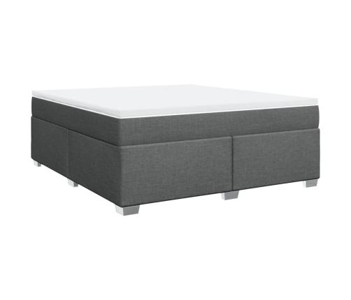 Cama box spring con colchón tela gris oscuro 180x200 cm