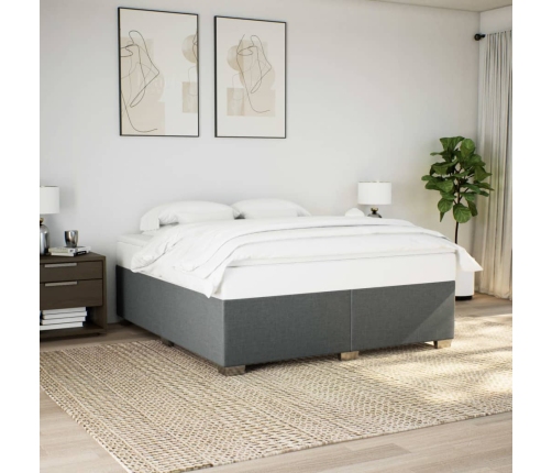Cama box spring con colchón tela gris oscuro 180x200 cm