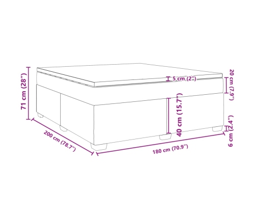 Cama box spring con colchón tela gris oscuro 180x200 cm