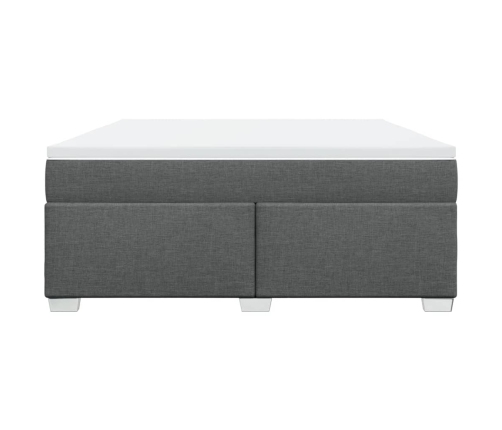 Cama box spring con colchón tela gris oscuro 180x200 cm