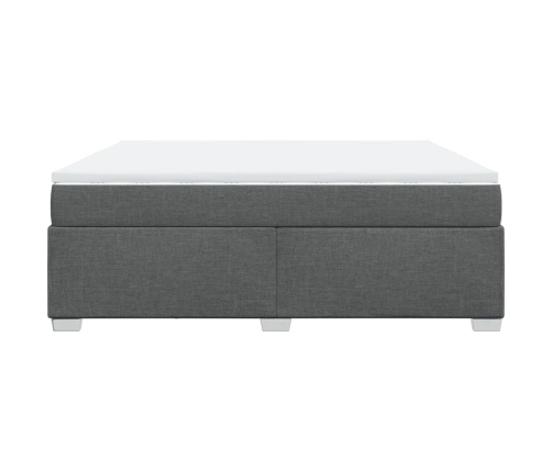 Cama box spring con colchón tela gris oscuro 180x200 cm