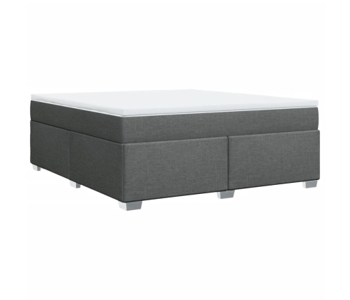 Cama box spring con colchón tela gris oscuro 180x200 cm